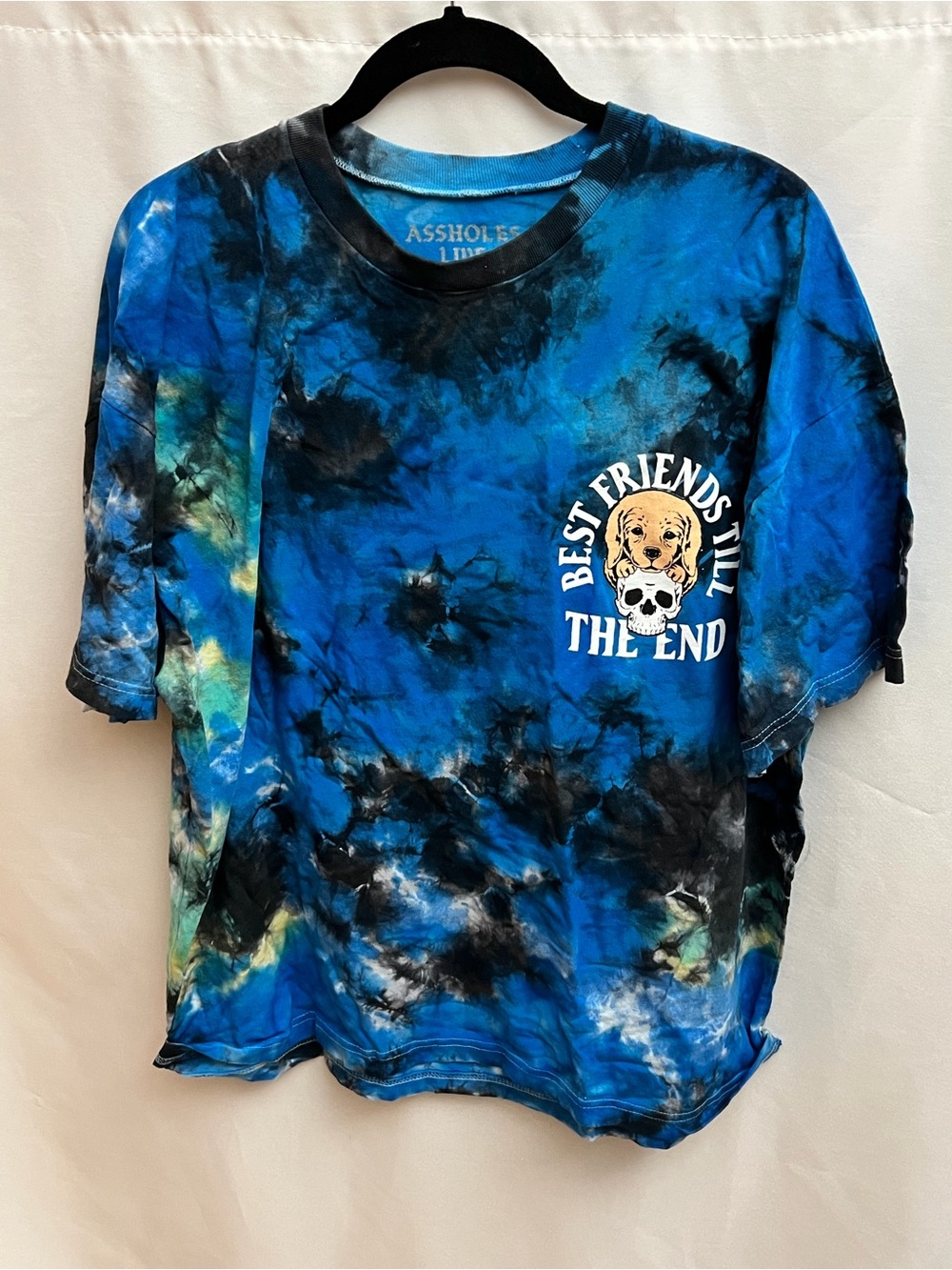 ALF A**holes Live Forever Best Friends Till The End Tie Dye Tee Shirt XXL Blue